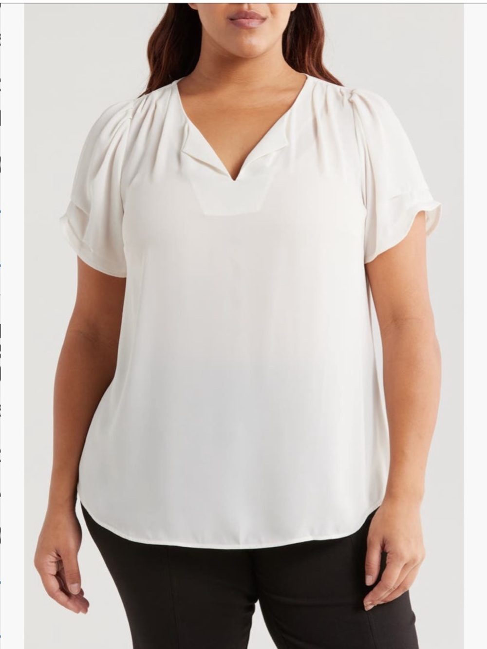 DR2 Cream Flutter Sleeve Blouse